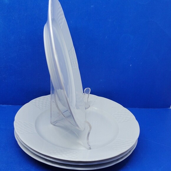 Vista Alegre Basket Weave Gardel Branco White 8" Salad Plates Bundle of 4 - Picture 4 of 9